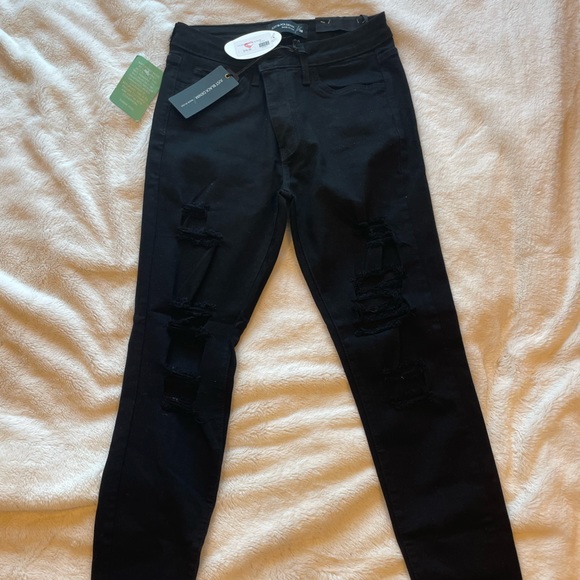 Just Black Denim Distressed Skinny Jeans with Fray Size 28 - Picture 3 of 5